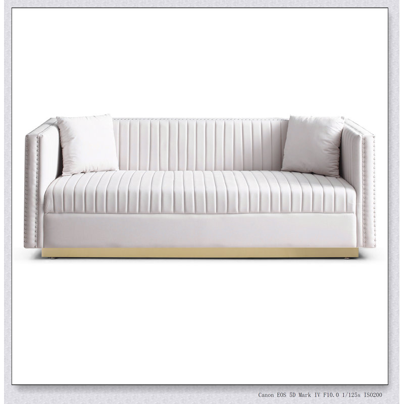 Ensemble de causeuse verticale en velours capitonné, ensemble de 2 pièces avec 4 coussins, Beige
