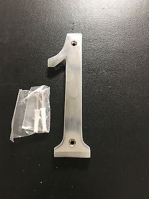  House Large Door Numerals, No. 1 in Satin Chrome Brass, Rare Unique Designs, Premium Number Sign - 152mm