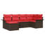vidaXL Garden Sofa Set with Cushion 6 pcs Brown Poly Rattan-196406829