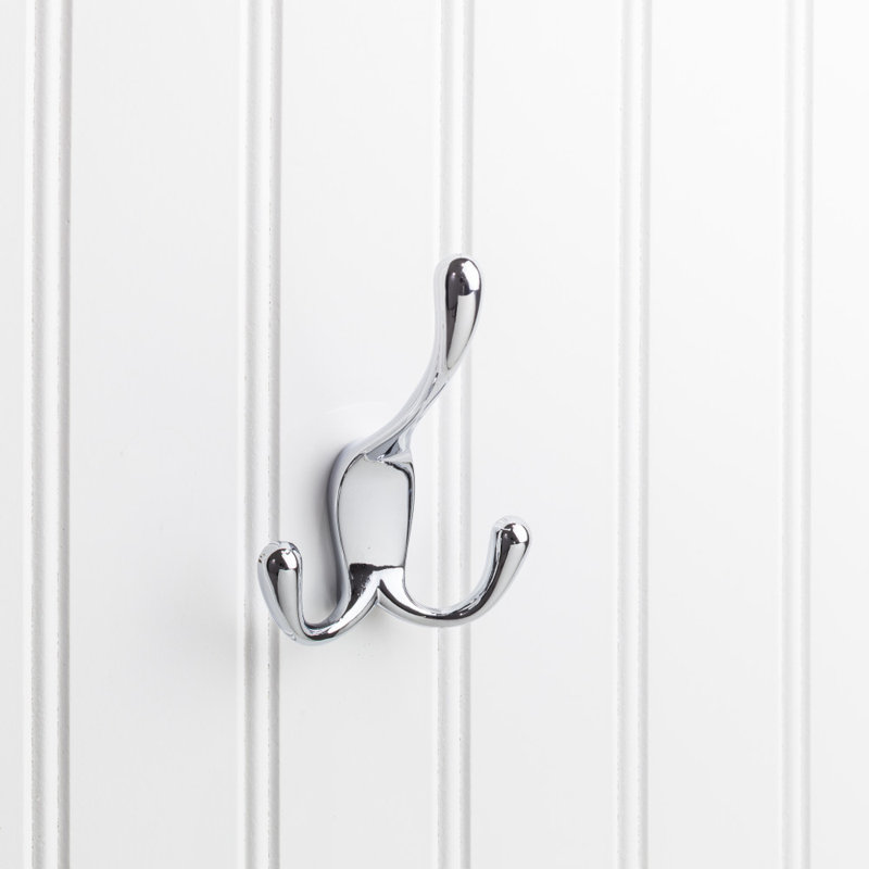 4" Triple Zinc Concealed Wall Mounted Robe Hook, Polished Chrome