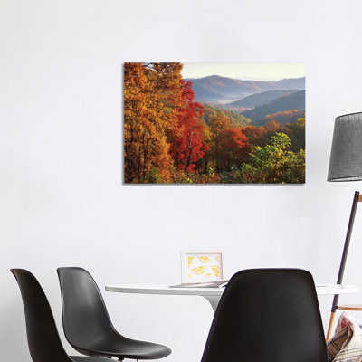 Autumn Foliage On Blue Ridge Range Near Jumping Off Rock, North Carolina by Tim Fitzharris - Wrapped Canvas Print