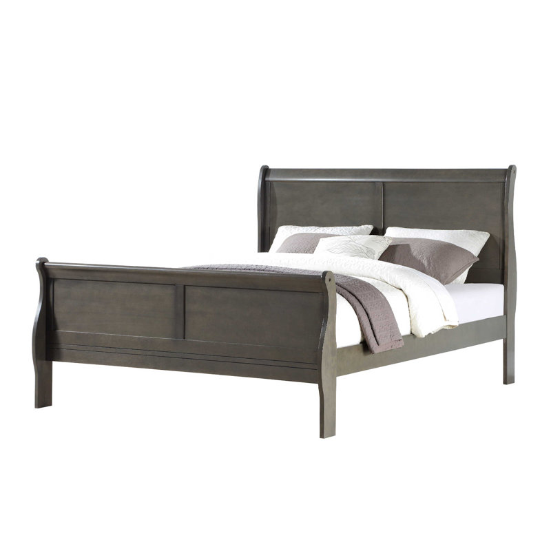Ensemble de chambre à coucher Engstrom, Gris foncé, Très grand, 3 pièces : 1 table de chevet, 1 commode, 1 lit