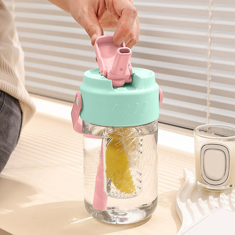 Bouteille d'eau Tasse de paille sur le thème de l'été 600 ml ShatterProof, Vert