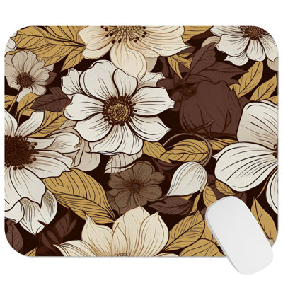 Holiday Autumn Fall Flowers VI Thanksgiving Season Cottage Gaming Cute Office Laptop Desk Pad Gift Mat Square Rectangle Non-Slip Mousepad