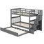 Lit superposé gris avec lit gigogne simple et option de rangement Twintwin - Stable à assemblage facile-38230262