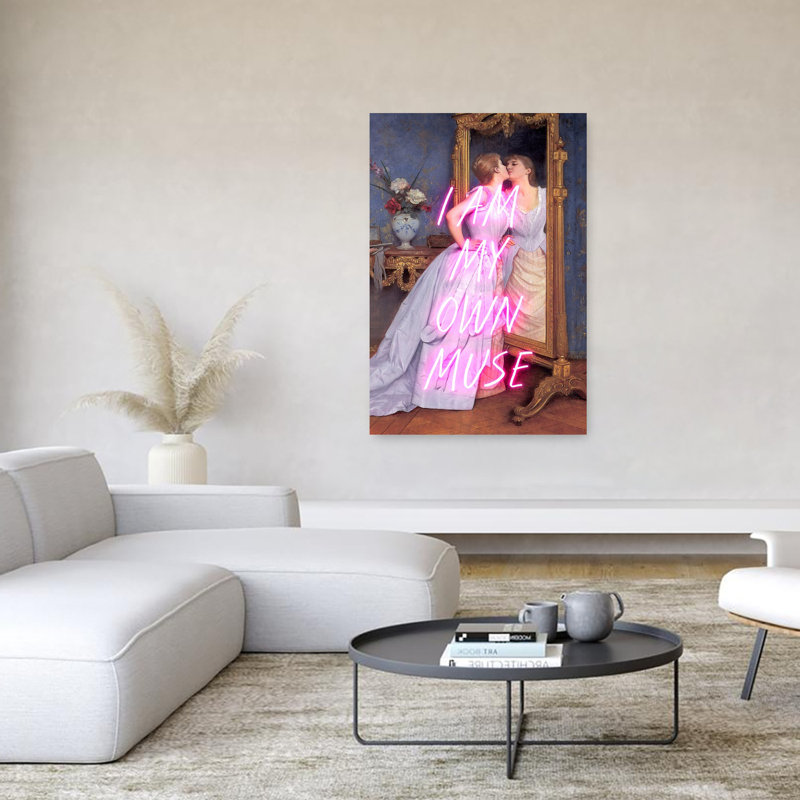 My My Muse Neon Classic Elegant Modern Portrait, art mural, 60" H x 40" W
