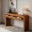 Console rustique avec devant cannelé, 2 tiroirs, coins arrondis et pieds épais-375891347
