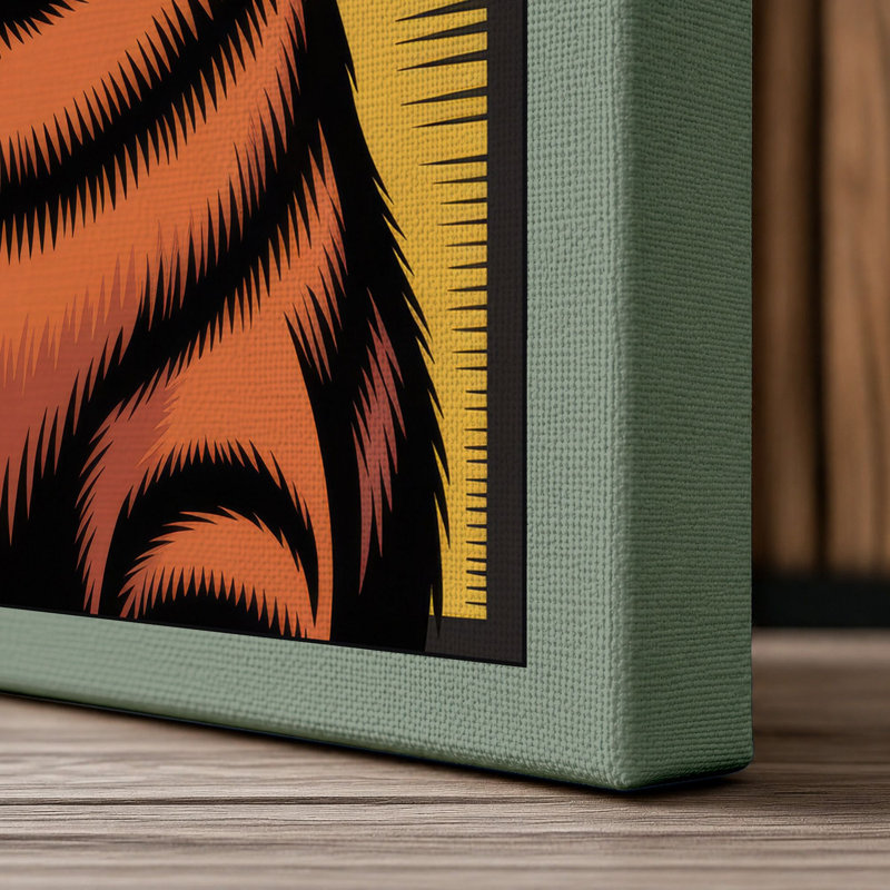 Watchful Tabby Graphic Art - Wrapped Canvas, 36x24 - 91.4 x 61.0 cm, Sage Border