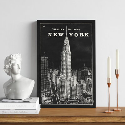 " Blueprint Map New York Chrysler Building Black " by Sue Schlabach