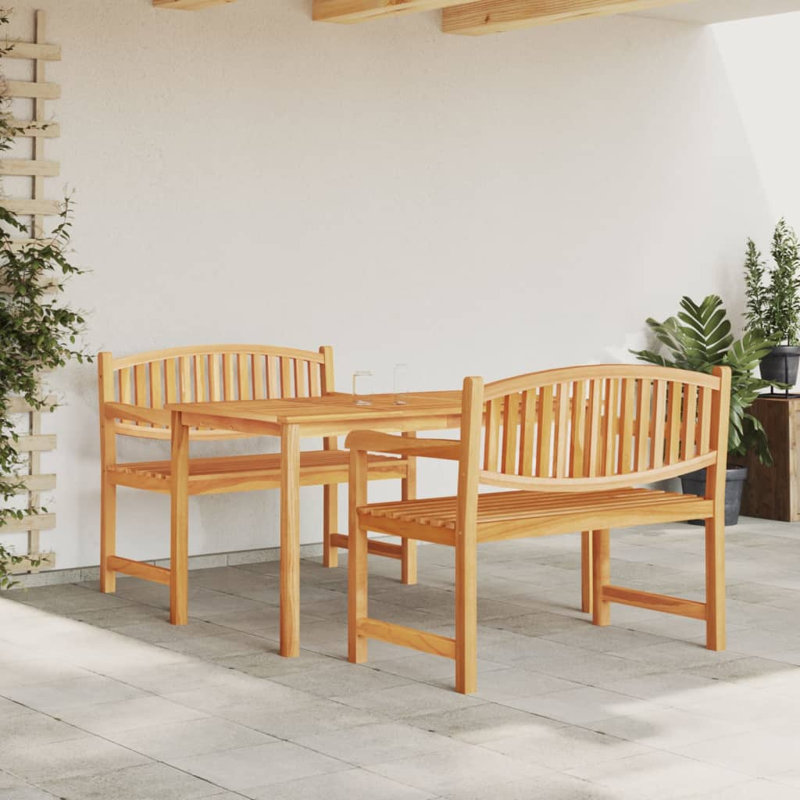 Teigan 2 - Person Teak Solid Wood Patio Dining Set Rectangular Table
