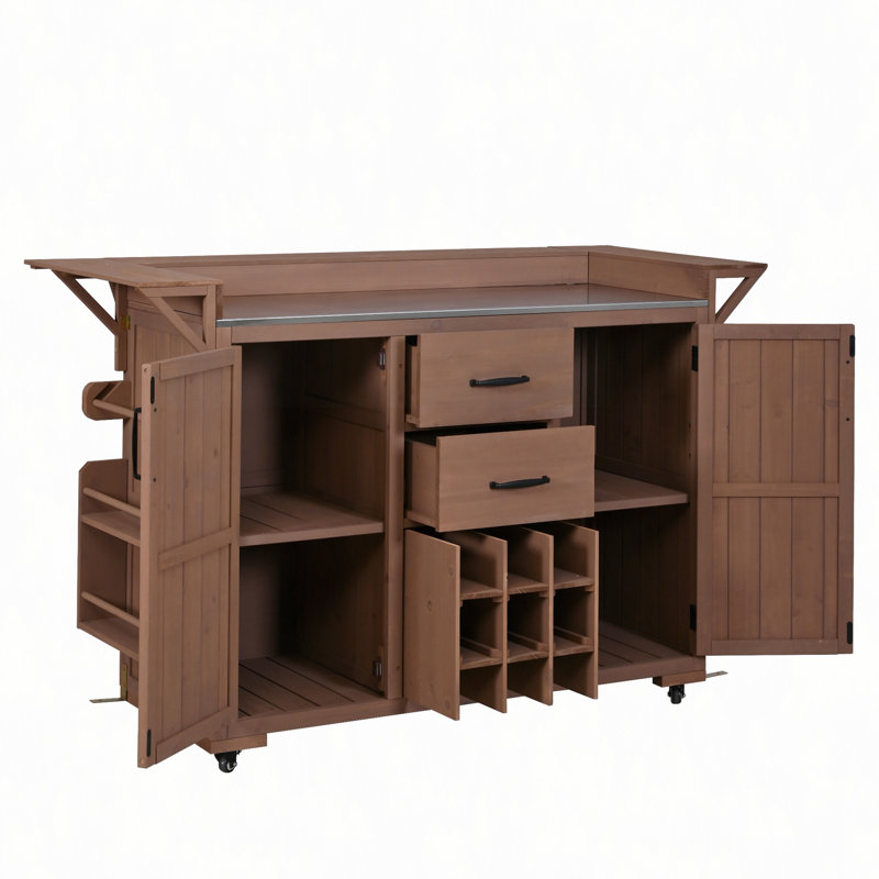 Îlot de cuisine avec roulettes Modern, Brun