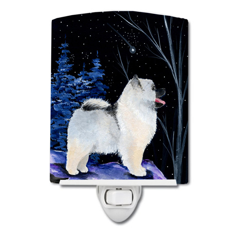 Starry Keeshond Ceramic Night Light