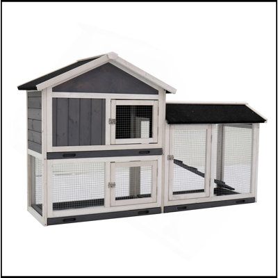 Cage à lapin, cage à lapin intérieure, cage à lapin extérieure avec aire de jeu, maisonnette pour animaux avec plateau anti-fuites plus profond, panneau UV, grillage inférieur amovible pour les petits animaux
