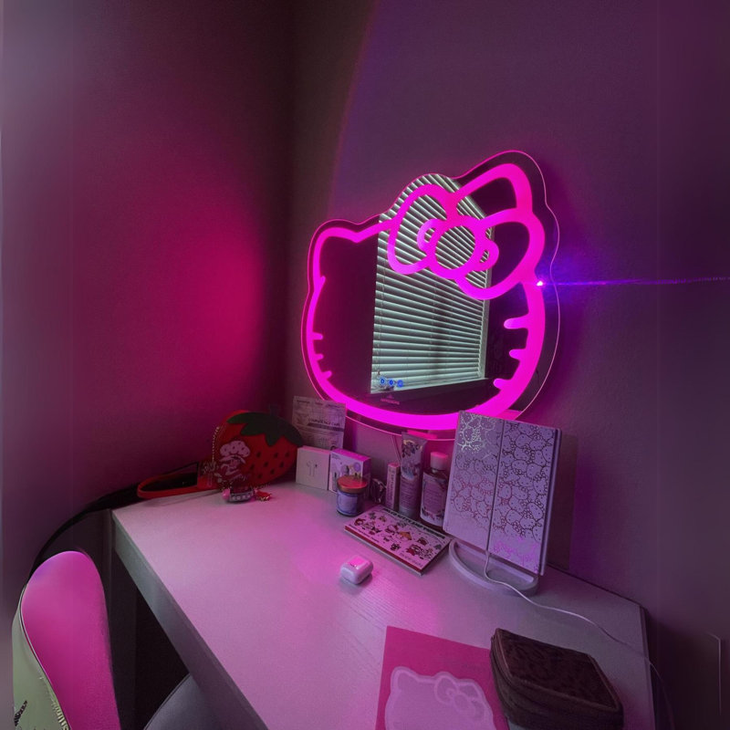 Hello Kitty Wall Mirror with Wi-Fi, Smart Touch Sensitive Makeup Vanity Mirror with App Controller