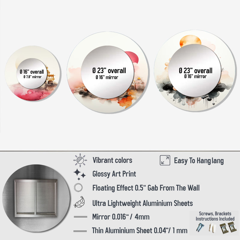 Ellioth Metal Round Mirror