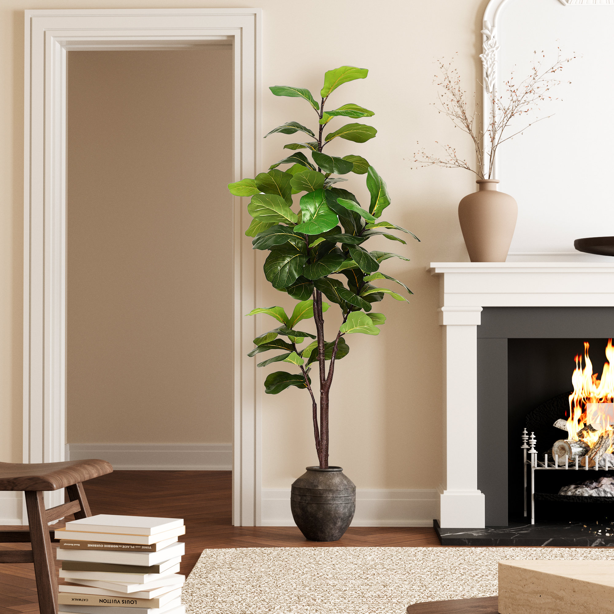 Lazio Faux Fiddle Leaf Fig Tree In Plastic Pot Artificial Plant for ...