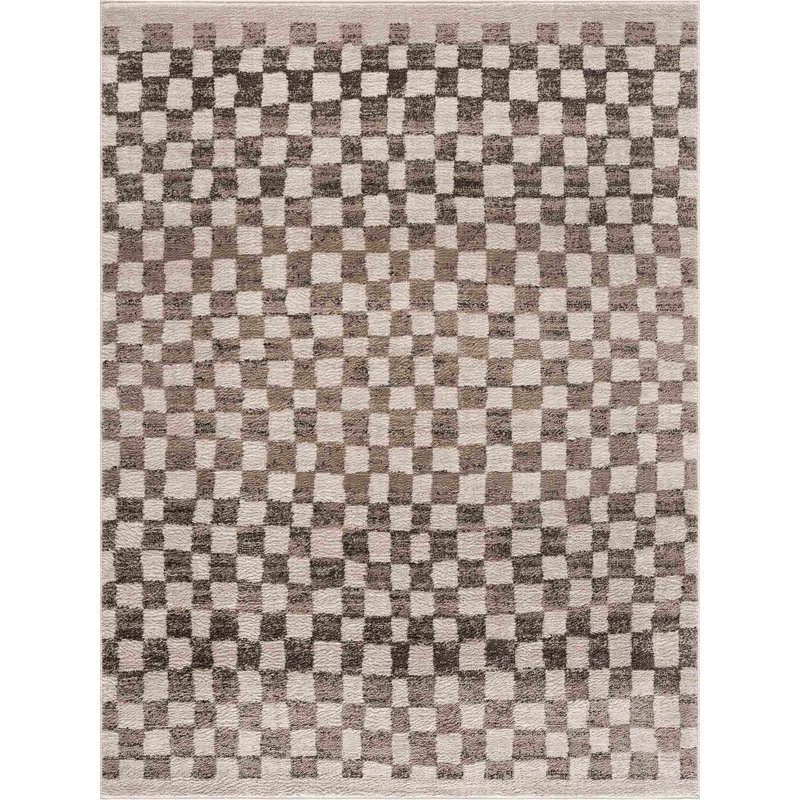Chaparro Contemporary Checkered Charcoal Area Rug, Rectangle 8'10'' x 12'