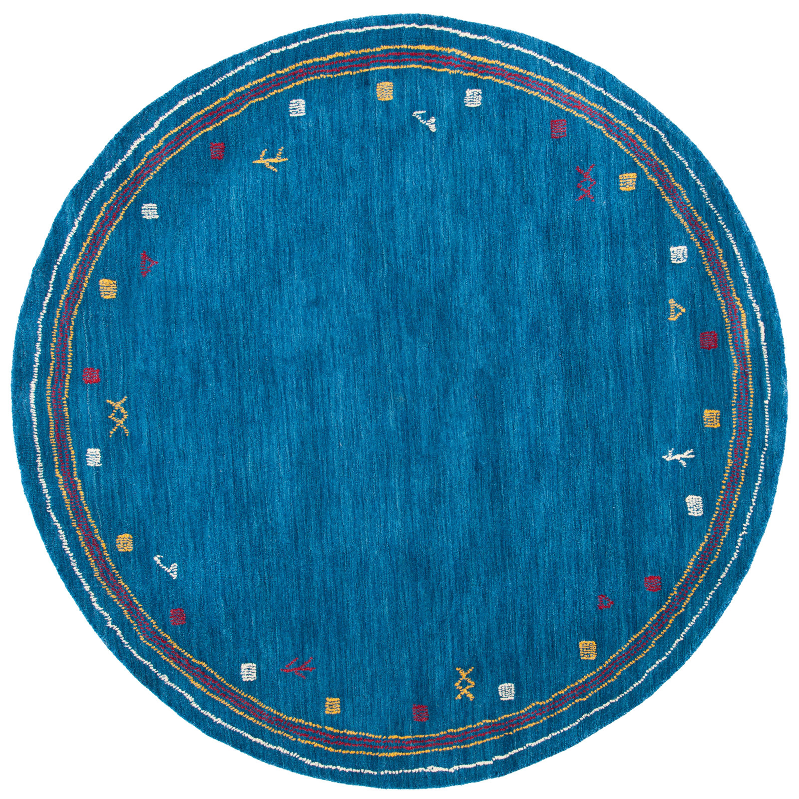 Danette Blue Southwestern Hand-Loomed Wool Rug, Round 4'