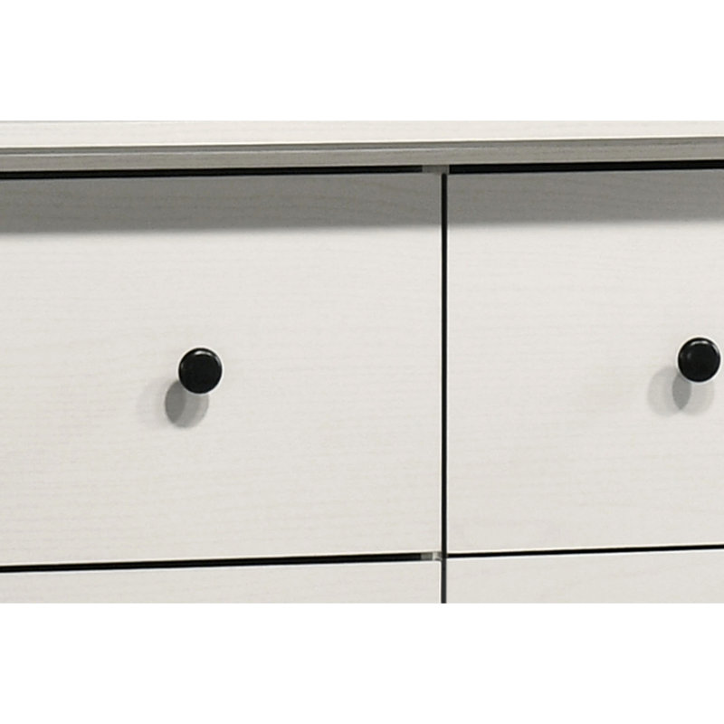 Commode 6 tiroirs avec poignées noires Elara, Blanc