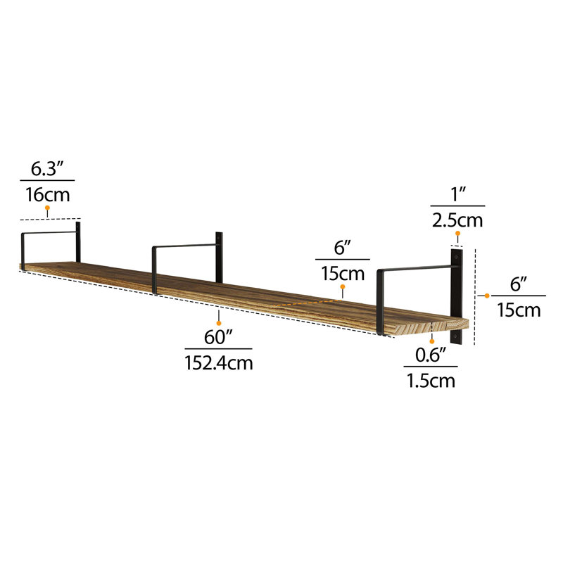 Nocatee Paulownia Rectangle Shelves , 6" H x 60" W x 6.3" D