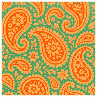 Orange Paisley Floral Wall Tapestry - Paisley Wall Decor