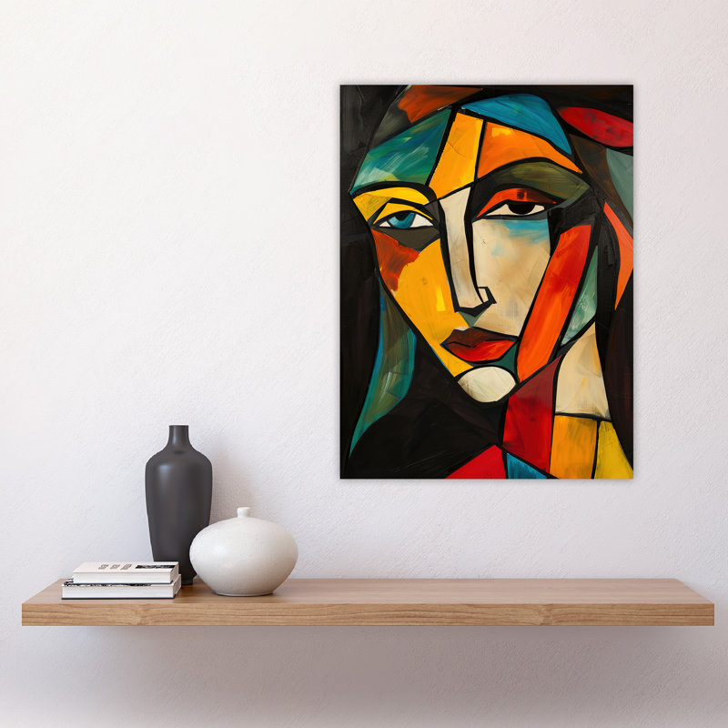 Woman Portrait Stained Cubism Colourful Wall Art Print