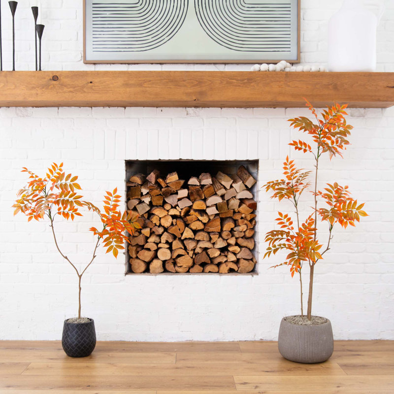 4-Foot Orange Plastic Potted Fall Sumac Tree
