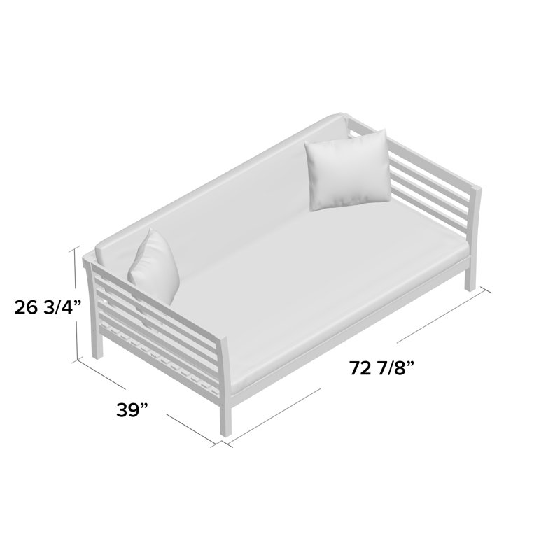 Lit de jour d'extérieur avec coussins 72,875 "Bodine, Structure naturelle / coussin taupe