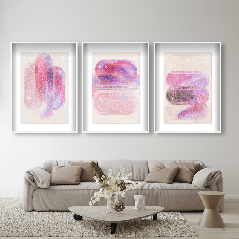 Rose Topaz Set Set by Oliver Gal, 55.5"H x 37.5"W, White Shadowbox