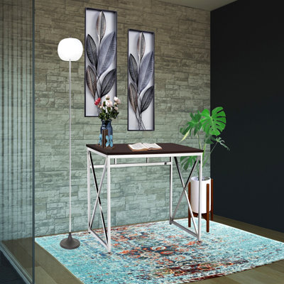 Madison Office Workspace Desk, Brown MDF/Chrome