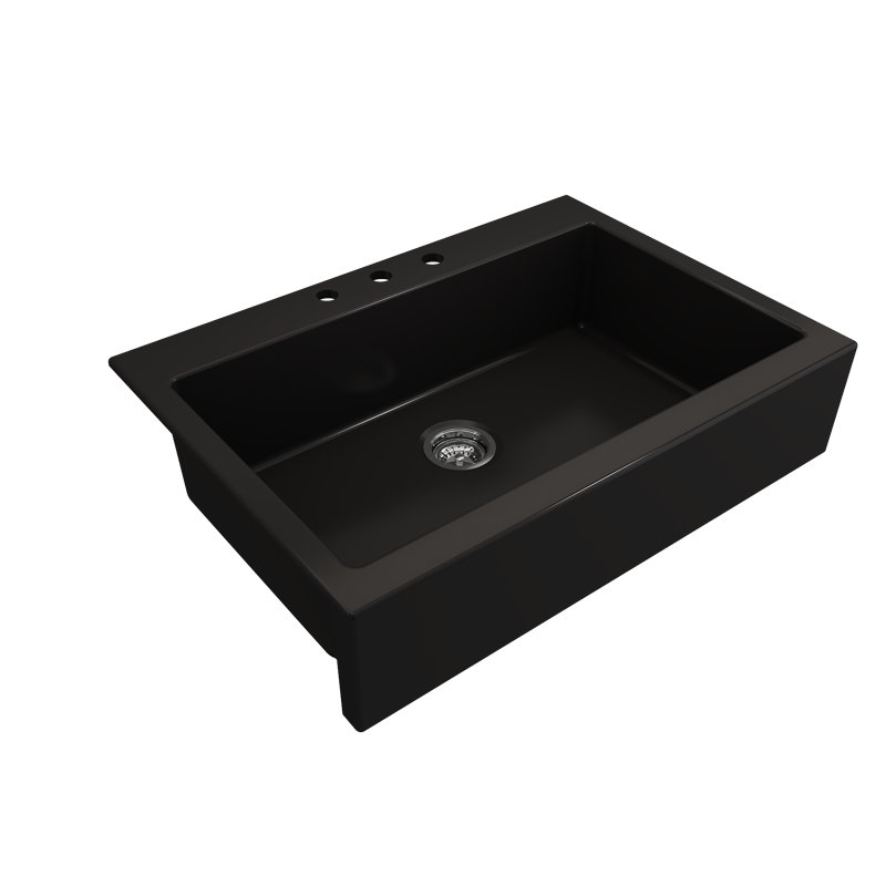 Nuova 34'' L Retro-fit Apron-Front Kitchen Sink, Matte Black