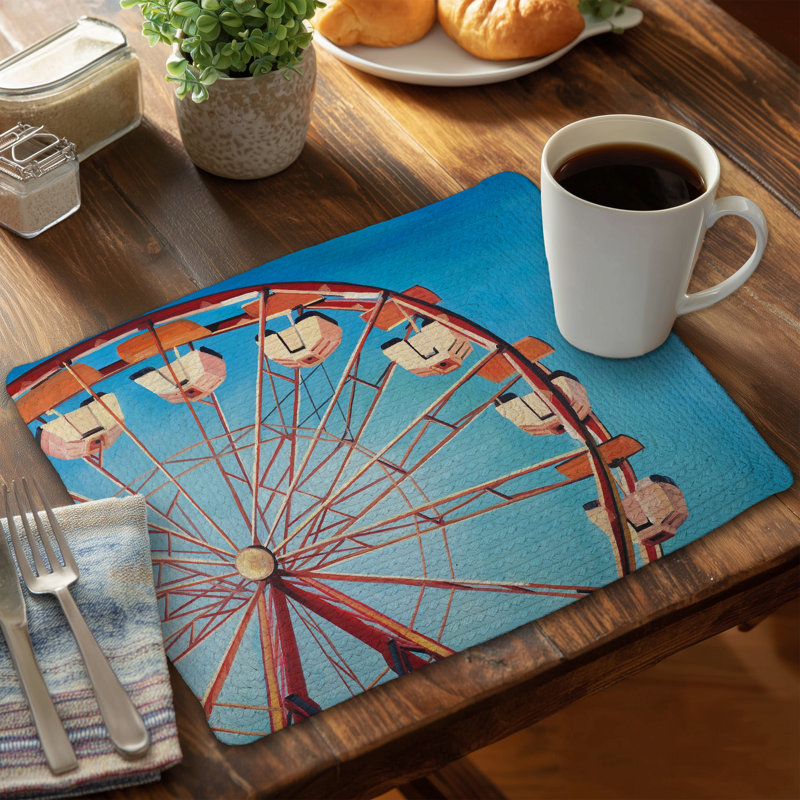 Braided Polyester Placemats Set of 4 - Ferris Wheel Design