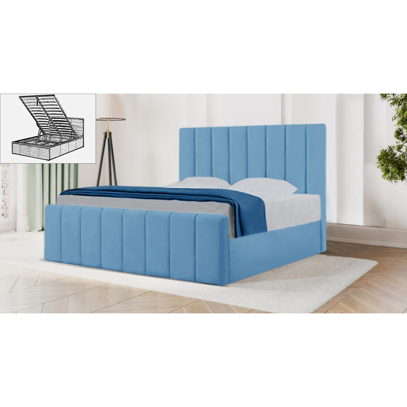 Bandzul Storage Bed, Sky Blue, UK Double 135 x 190 cm
