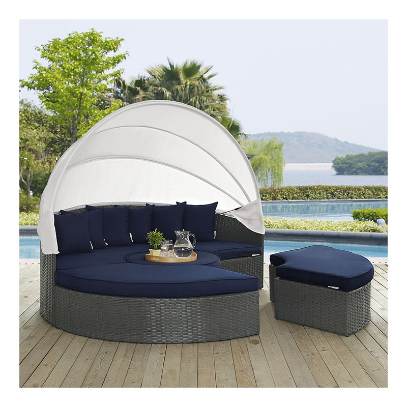 Lit de jour Sunbrella Modway, Toile bleu marine Sunbrella®