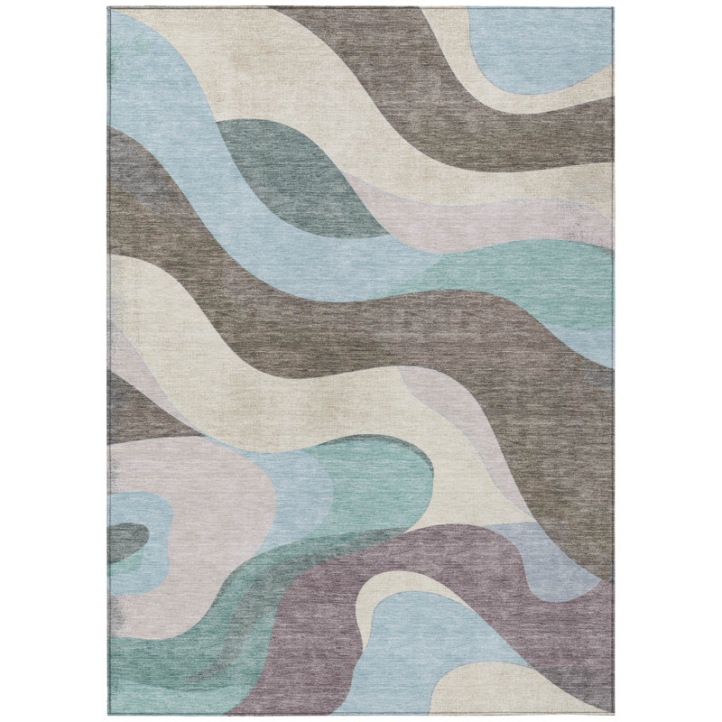 Tapis tourbillon intérieur / extérieur lavable à la machine Husby ACN2186, Rectangle 9 pi x 12 pi
