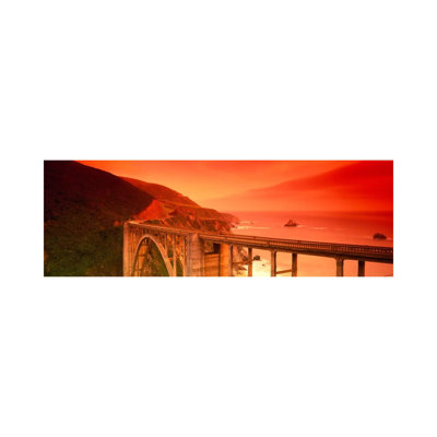 Majestic Coastal Landscape Featuring Bixby Creek Bridge, Big Sur, Monterey County, California, USA 1 Piece Wrapped Canvas Panoramic Wall Art
