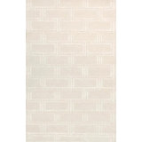 Geometric Handmade Hand Tufted Rectangle 7'9" x 9'9" Wool/Cotton Area Rug in Ivory