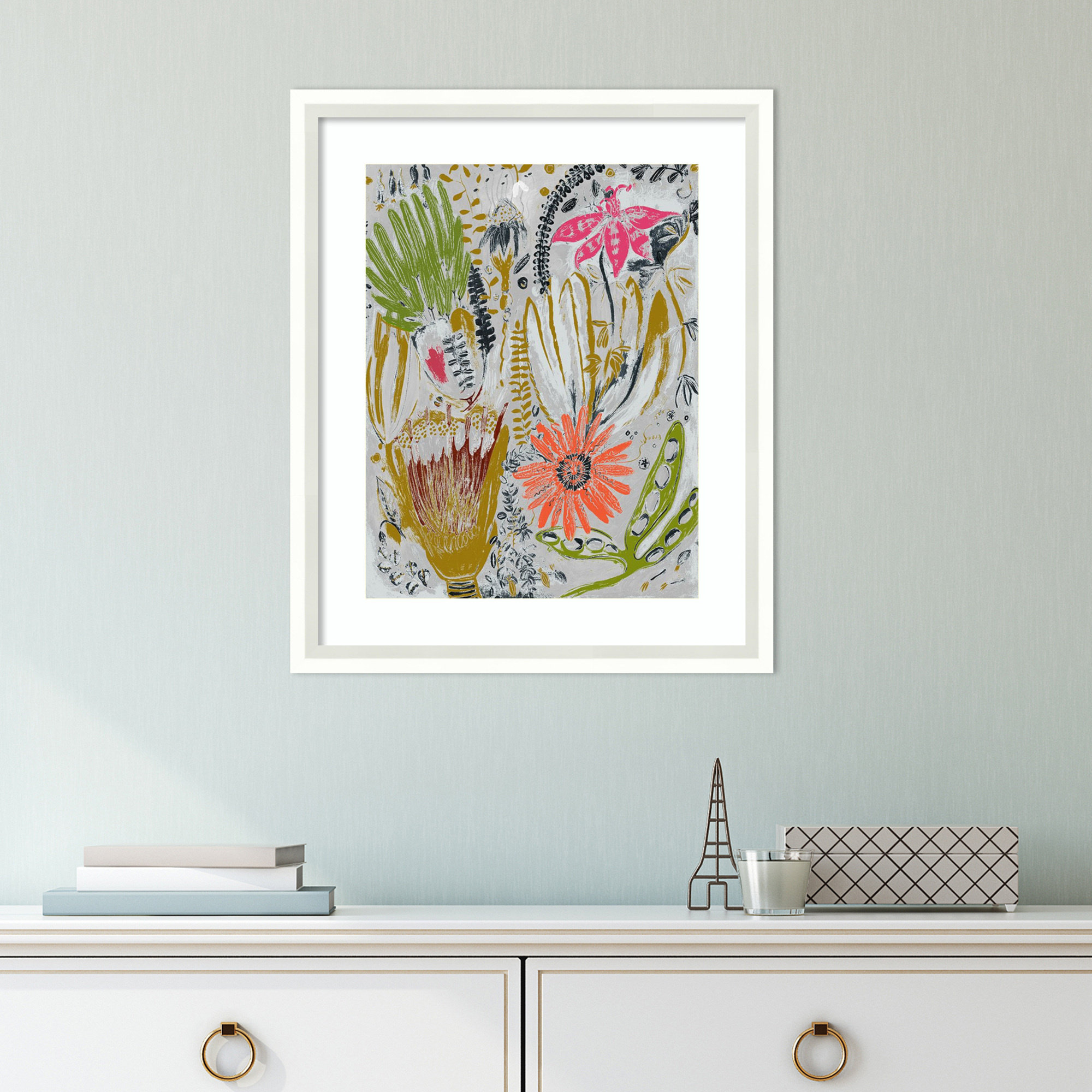 Tropical Blooms by Maya Woods, 14" W x 17" H, White