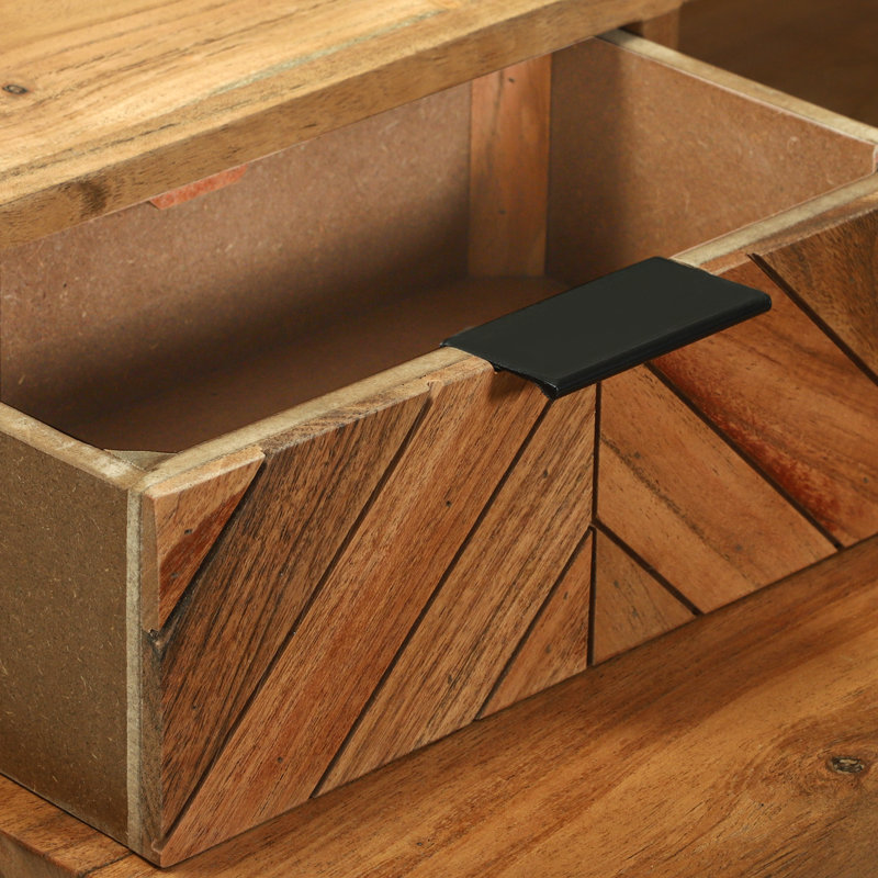 Solid Wood Top Metal Base Writing Desk