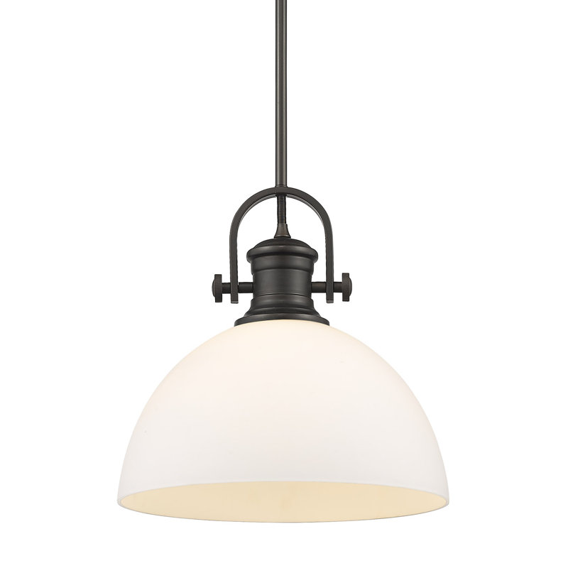 Bales 1-Light Dimmable Dome Pendant, Opal Glass, Rubbed Bronze