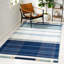 Tapis en laine / coton à tissage plat Anjail - beige / bleu-674783415