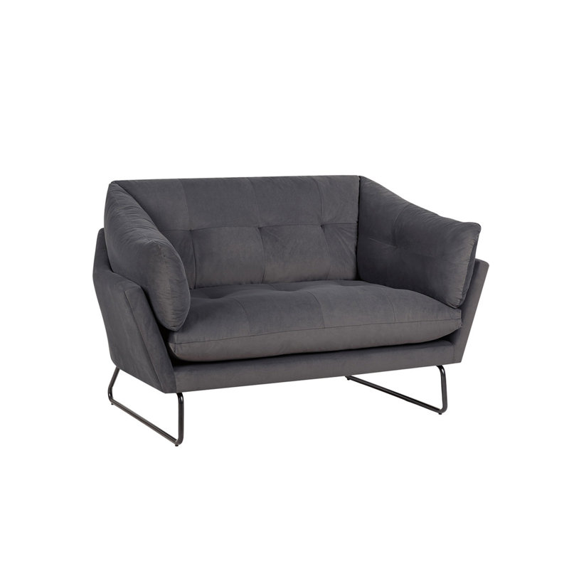 Causeuse contemporaine en velours gris foncé Karla