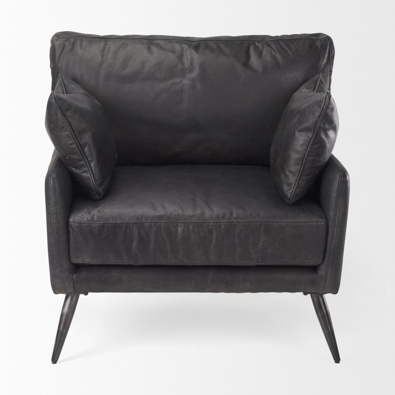 Fauteuil club en cuir Emily, Noir