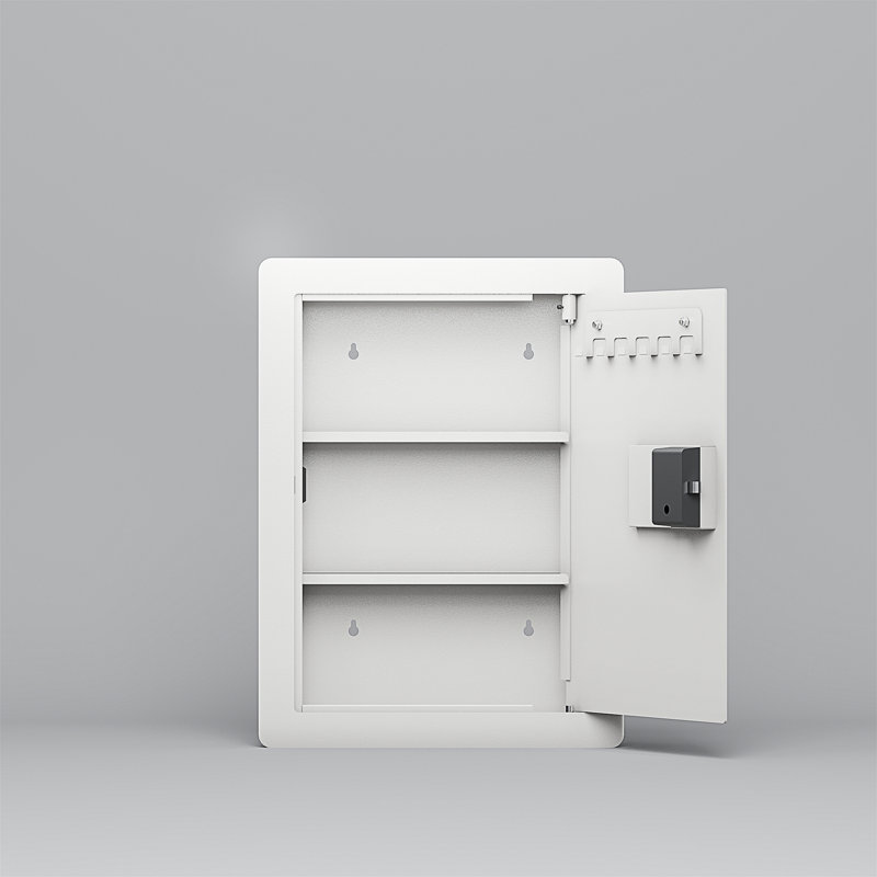 Digital Wall Hidden Safe Flat, Electronic/Key, Off White, 21.65" H x 4.33" W x 16.14" D