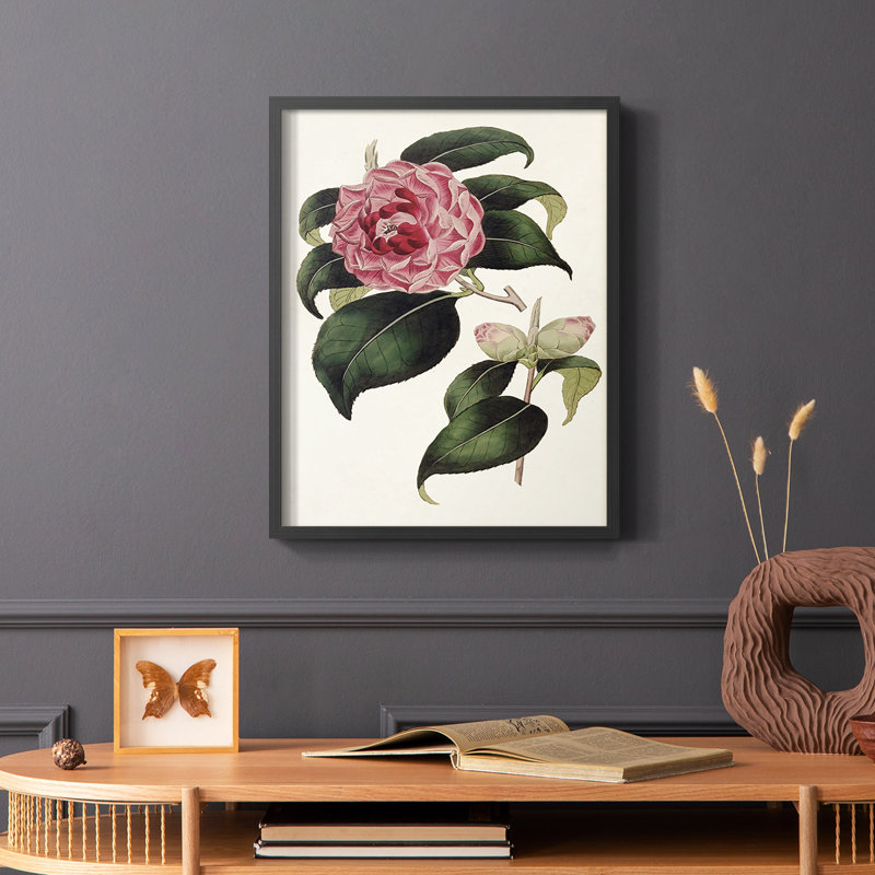 «Pink Floral Mix III», reproduction encadrée - bois massif, Noir, H 28 po x l 22 po