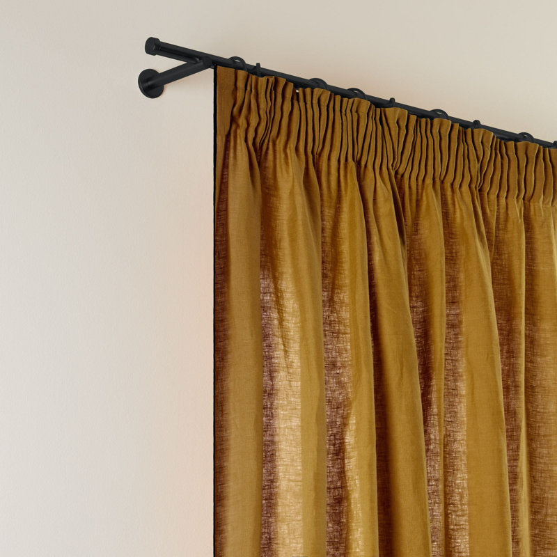 Carlina Linen Semi Sheer Curtain Panel Pair Single Panel, Width 144 x Drop 280cm, Brown