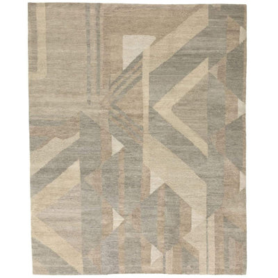 Malmo Wool Geometric Area Rug in Blue/Brown/Green/Taupe