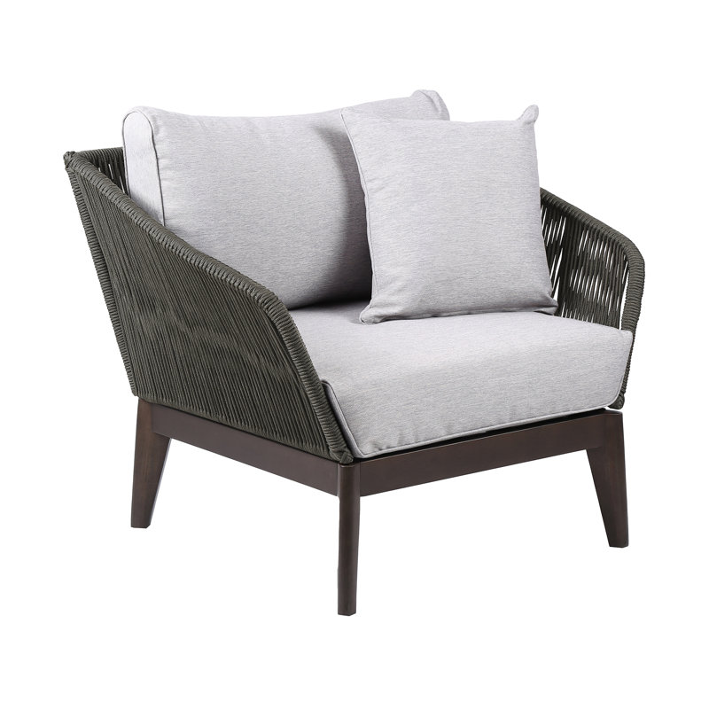 Chakiya Modern Indoor Outdoor Club Chair in Eucalyptus Wood, Charcoal/Black