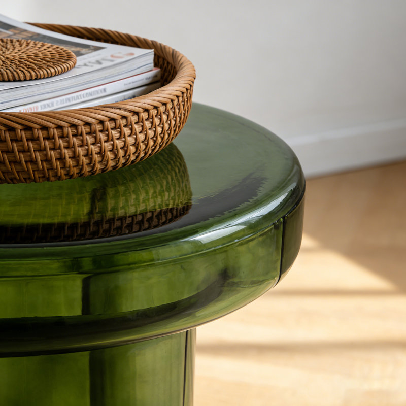 Table d'appoint ronde en verre, Vert