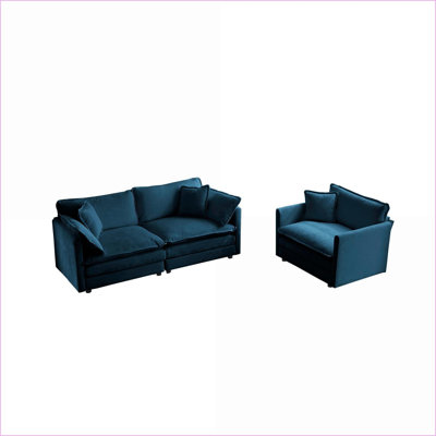 Causeuse 2 pièces Sofas Couches & amp; Ensemble de chaises d'appoint pour salon et chambre à coucher | Chenille vert sauge